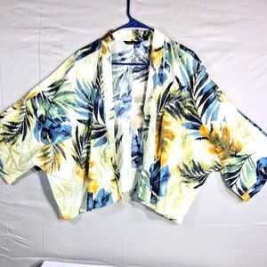 Iman XL Abstract Print 100% Cotton Cozy Blazer/Topper 3/4 Sleeve Never Worn